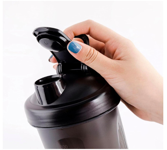 (2PK) Large BLACK Shaker 28oz for protein-Blender Bottle with Loop Top &Mix Ball