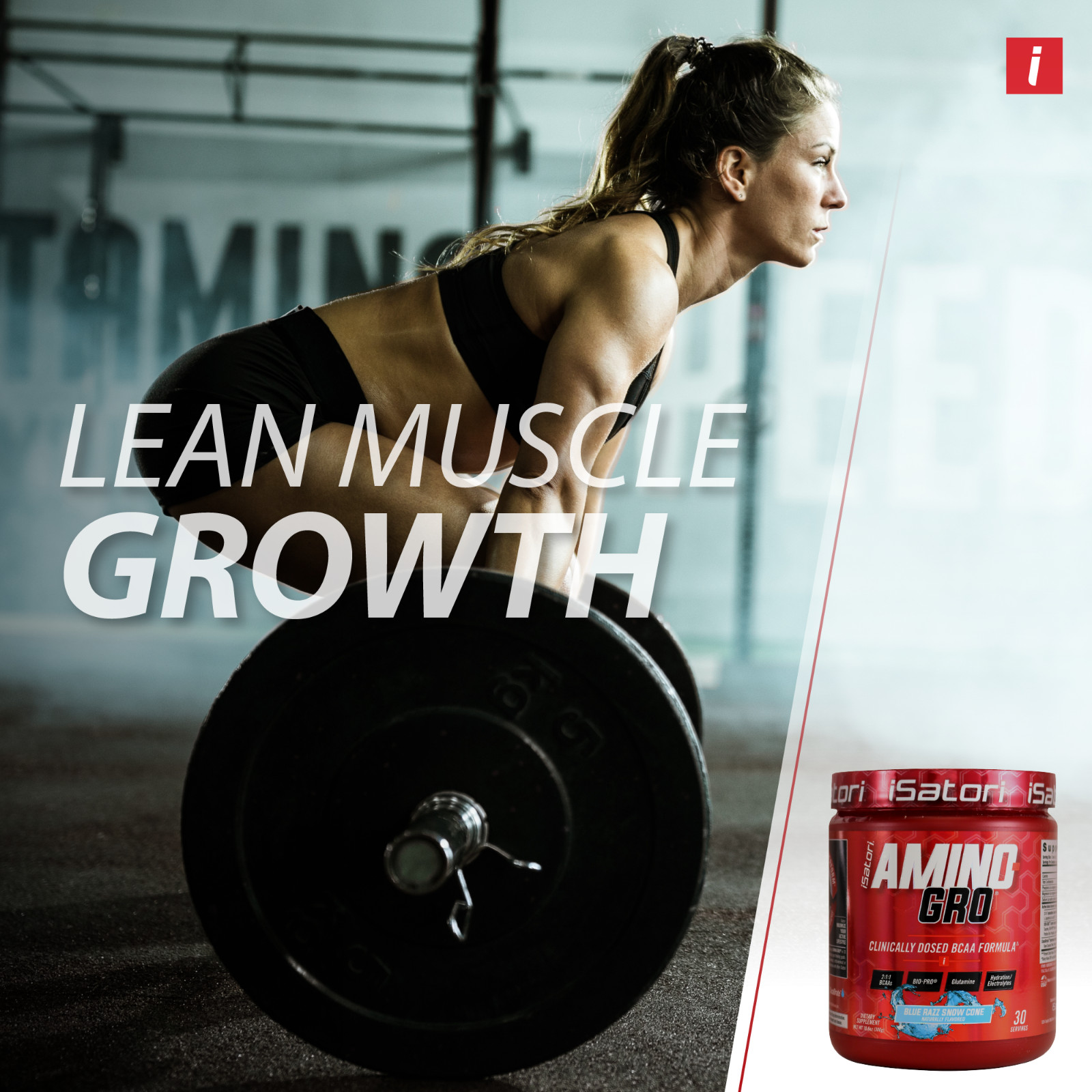 iSatori AMINO-GRO – BCAA’s with Glutamine and Bio-Active Peptides – Blue Razz