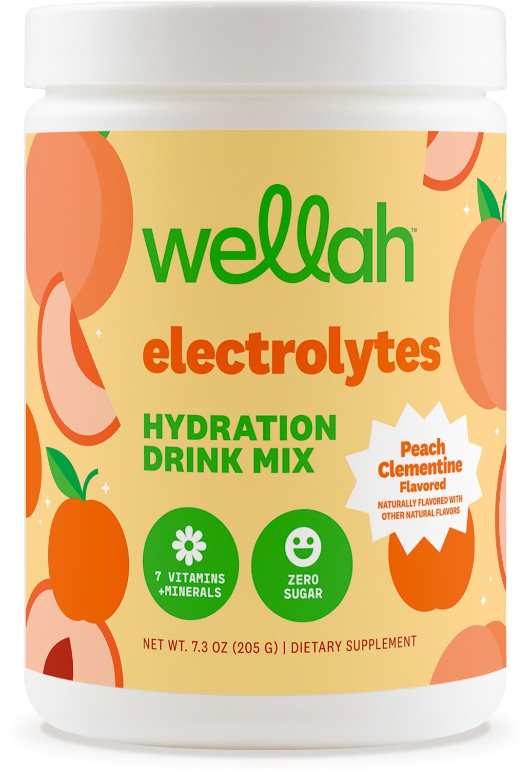 Wellah Electrolytes Powder (Peach Clementine) 50 Servings – Hydration Drink Mix