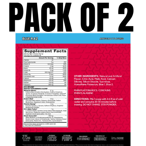 BSN NO-XPLODE 3.3 – Blue Raspberry – 2.45 lb (Pack of 2)