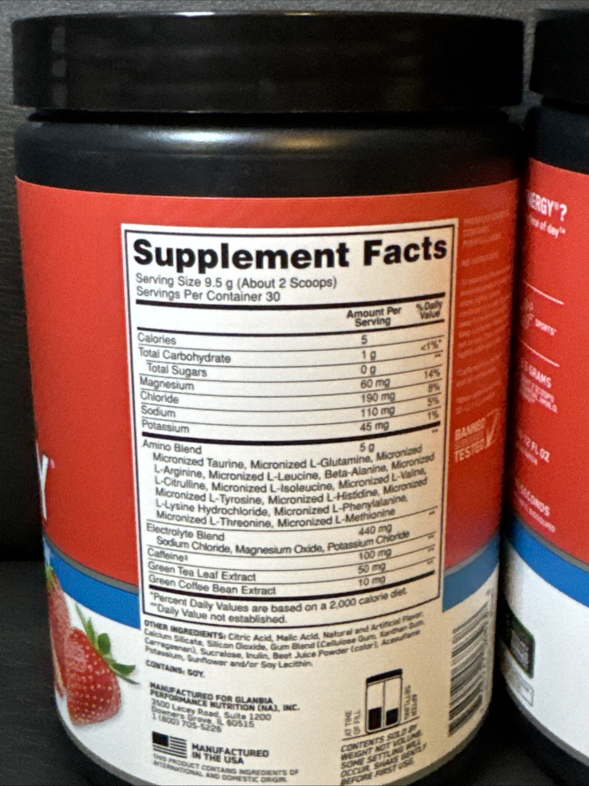 2ct – Amino Energy Plus Electrolytes Powder, Strawberry Burst, 30 Servs 06/2027