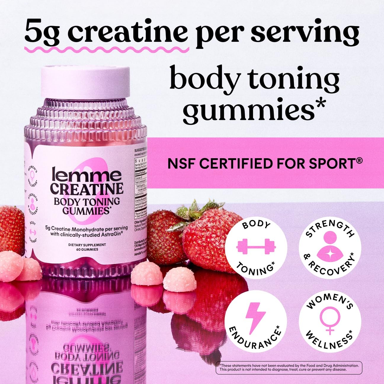 Creatine Monohydrate Gummies for Women and Men, 5g Dose to Support Lean Muscl…