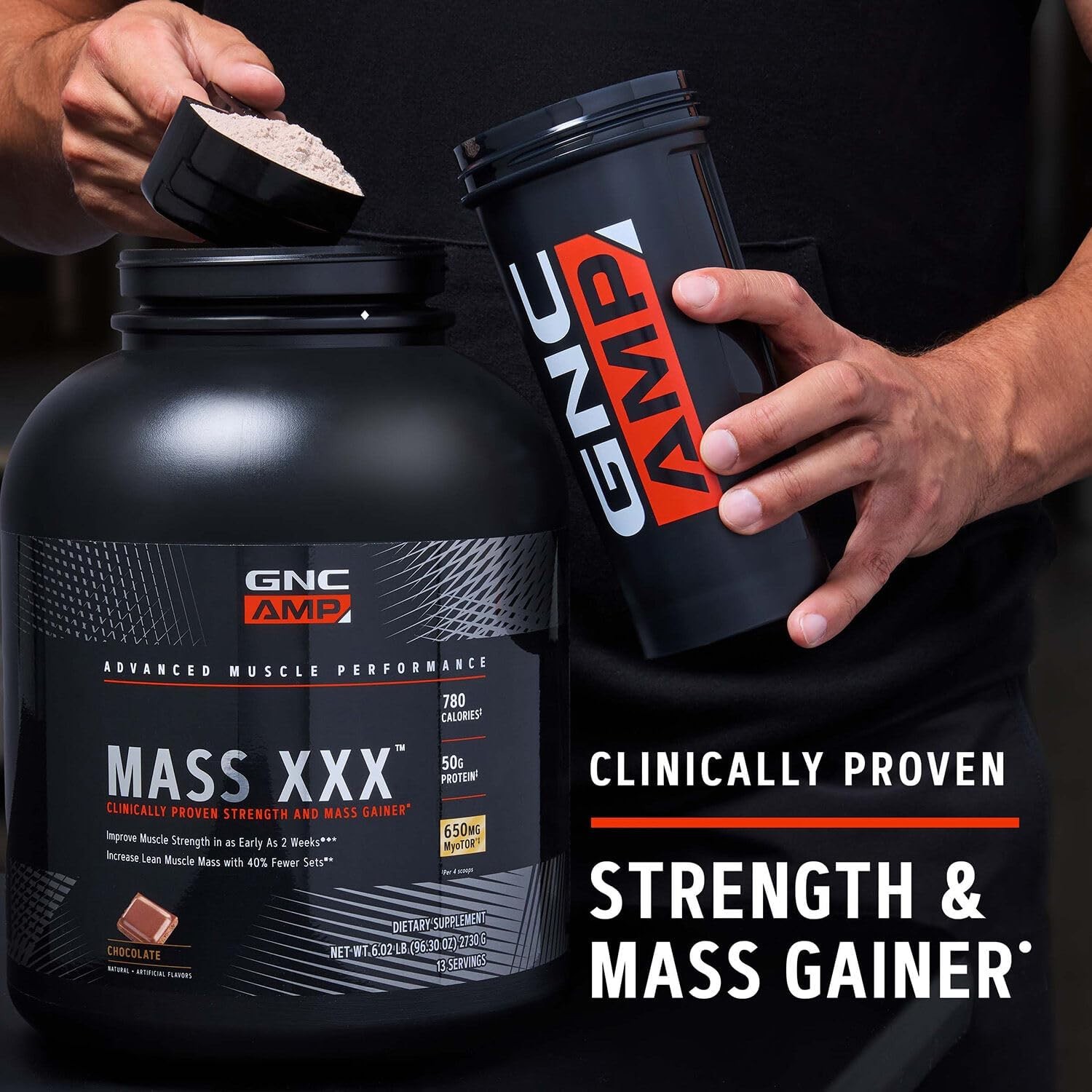 GNC AMP Mass XXX, Clinically Proven Weight Gainer Protein Powder, Improves Stren