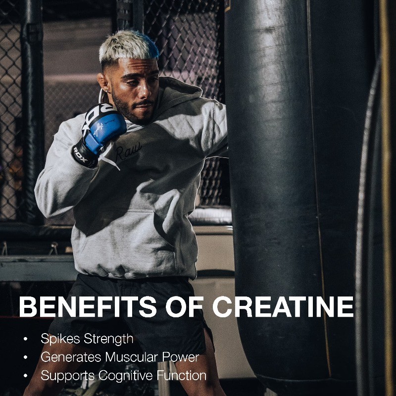 RAW Nutrition Essential 100% Pure Creatine Monohydrate Powder, 50 Servings