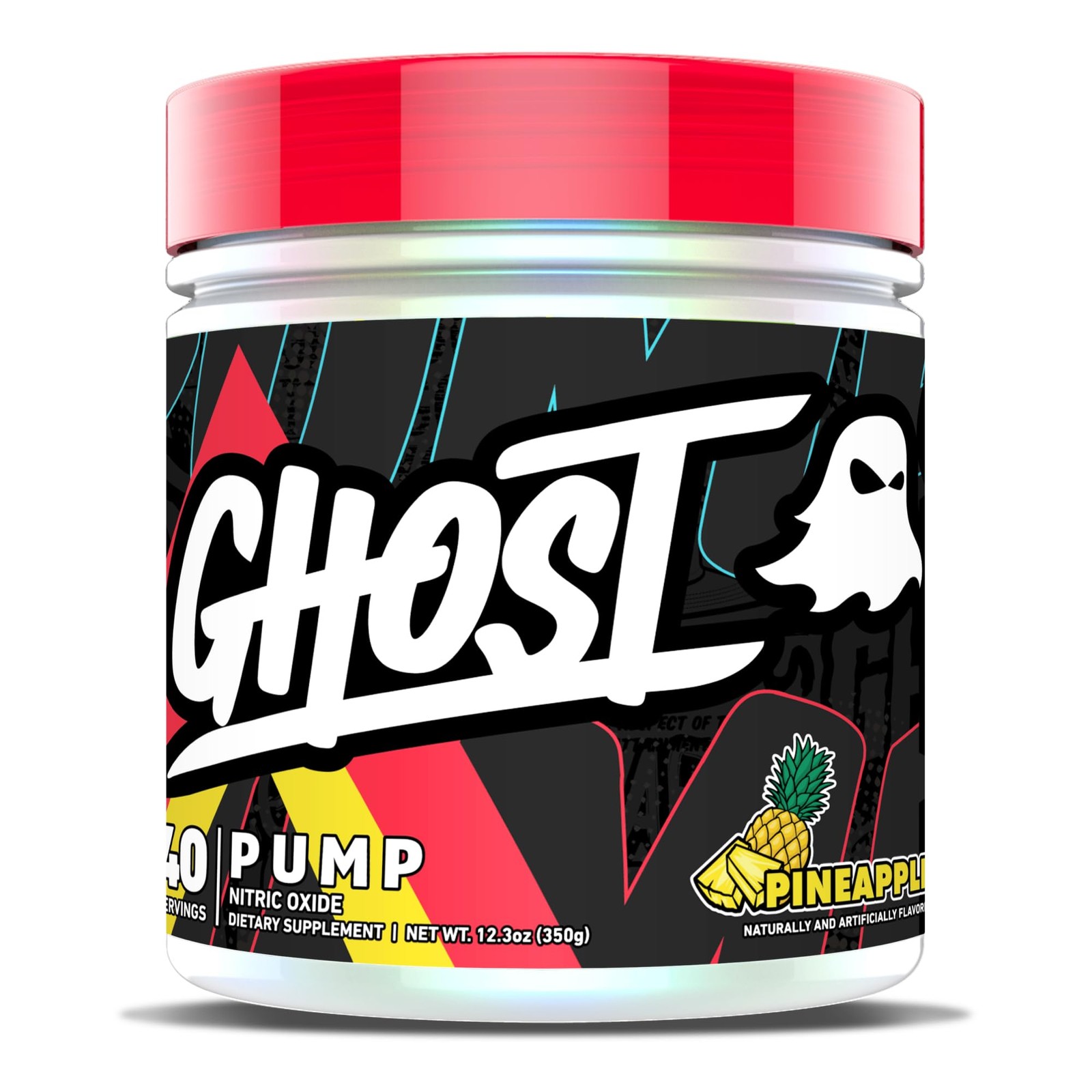 GHOST Pump Stim-Free Pre-Workout Powder, Pineapple, 40 Servings, Vegan