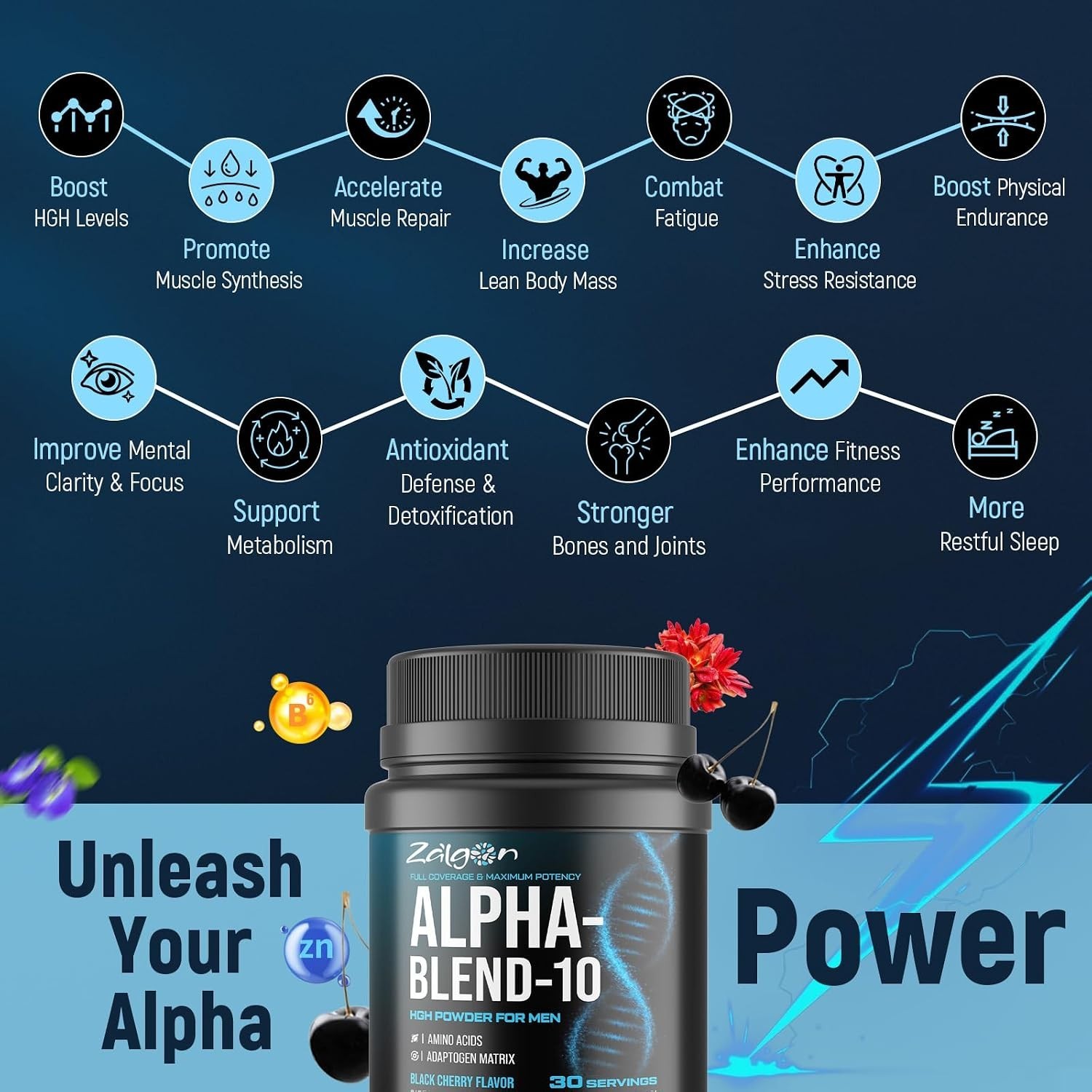 HGH Supplements for Men, Testosterone Booster, Belly Fat Burner & Muscle Builder