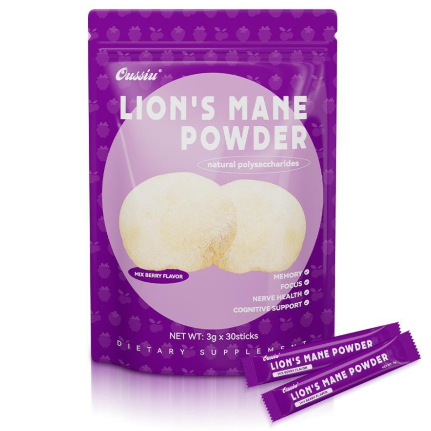 Berry Flavor Organic Lions Mane Mushroom Powder 1 lb Memory Focus Nerve Health