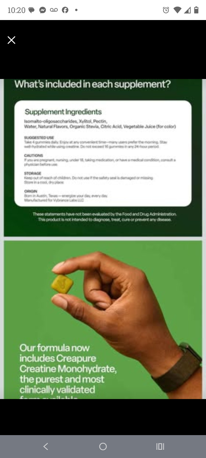 VYBRANCE LABS 3-in-1 Creatine Monohydrate Gummies | 5g Creatine + Taurine + Vita
