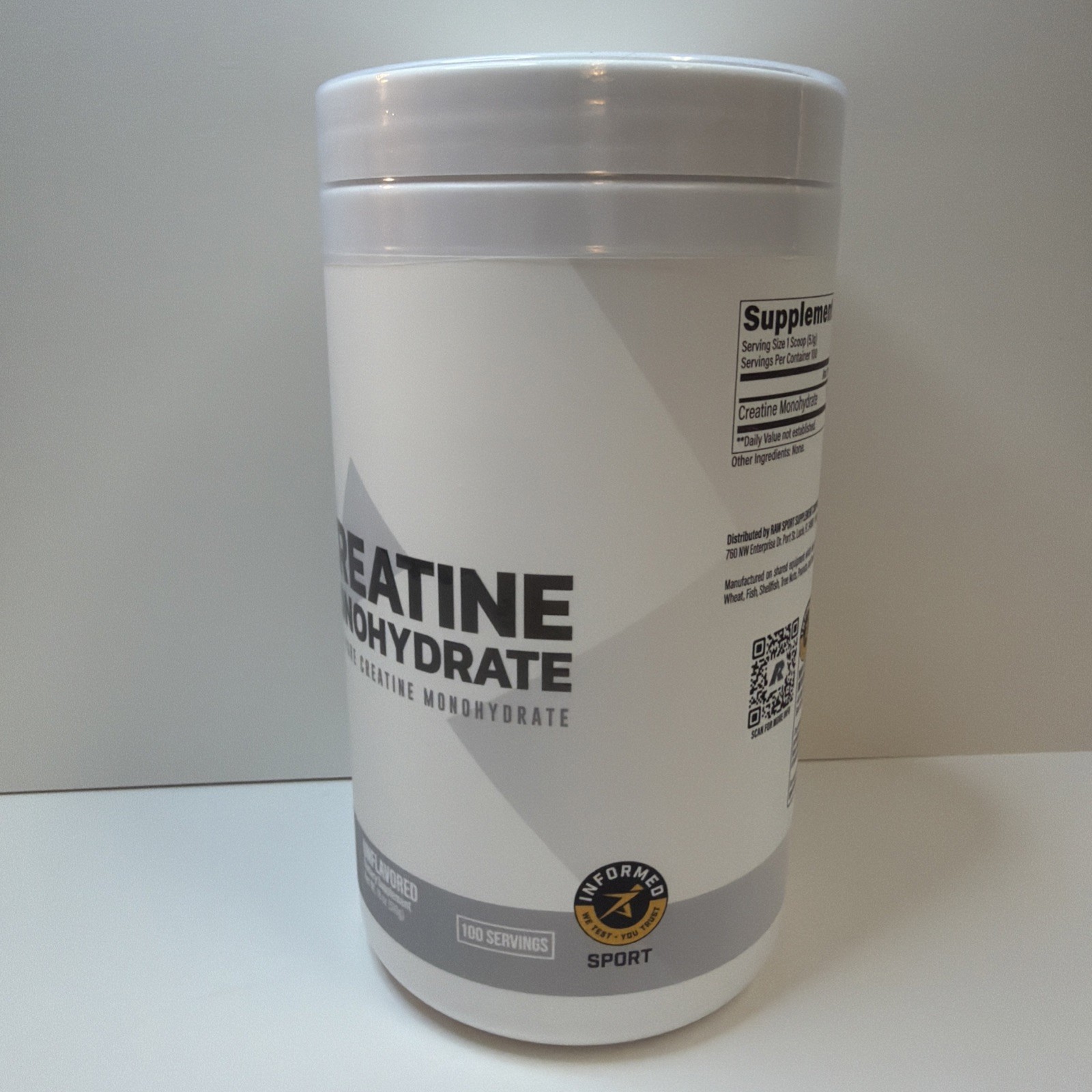 Raw Nutrition Creatine Monohydrate – Unflavored – Brand New – 100 Servings