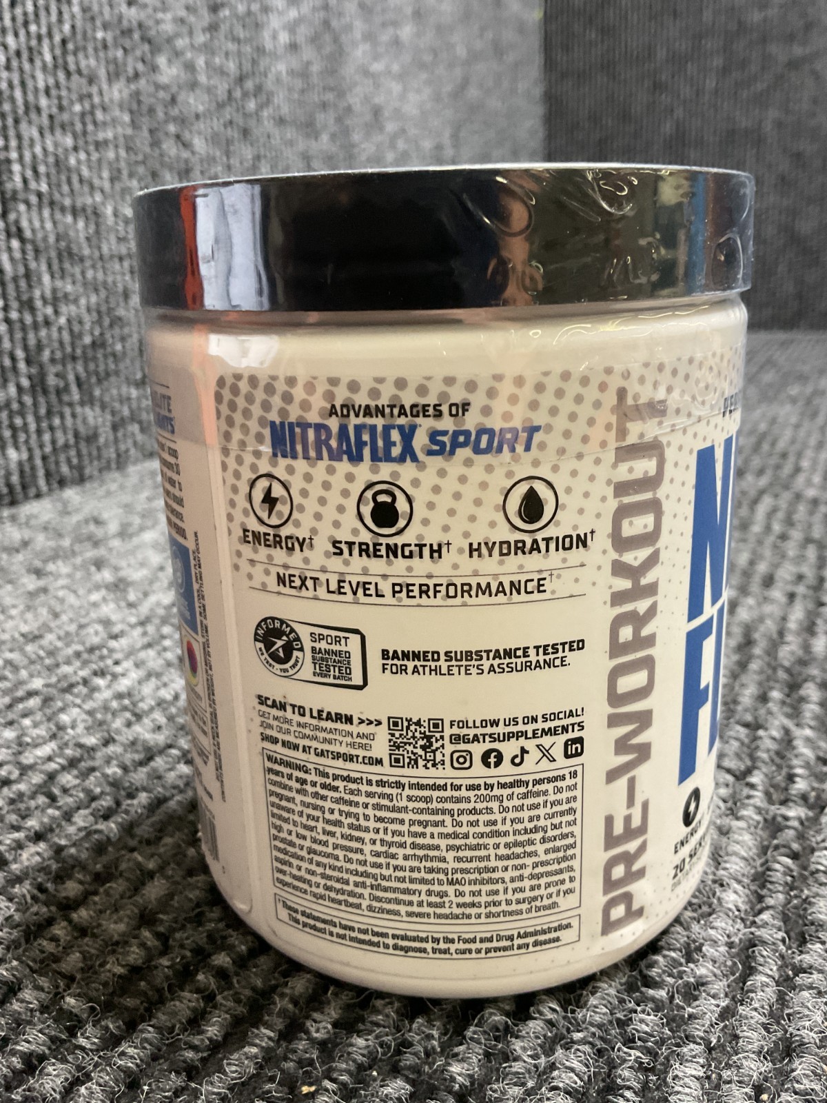 Nitraflex Sport Pre-Workout Powder 20 Servings – Blue Raspberry Exp 07/2027