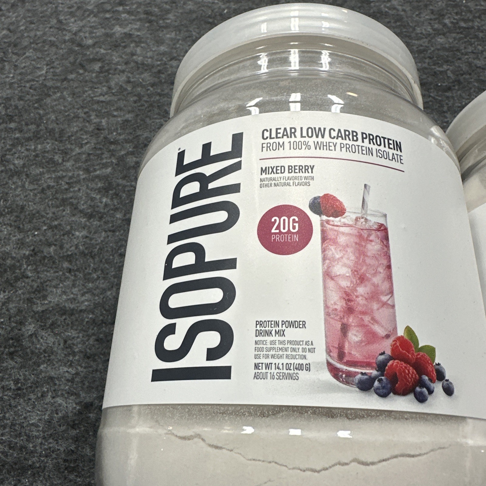 2 X Isopure Clear Low Carb Protein Mixed Berry Isolate 14.1oz ~EXP: 3/28
