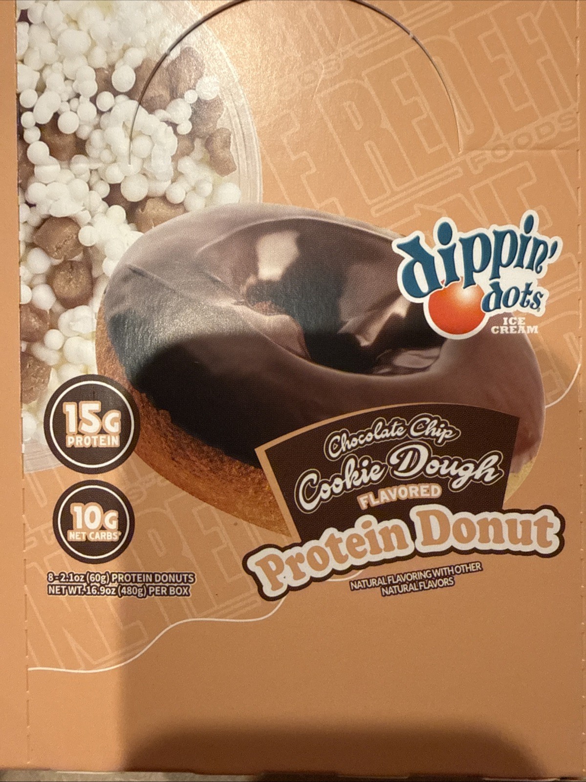 Dippin’ Dots Chocolate Chip Cookie Dough Protein Donut (8 Count) – Redefine Food