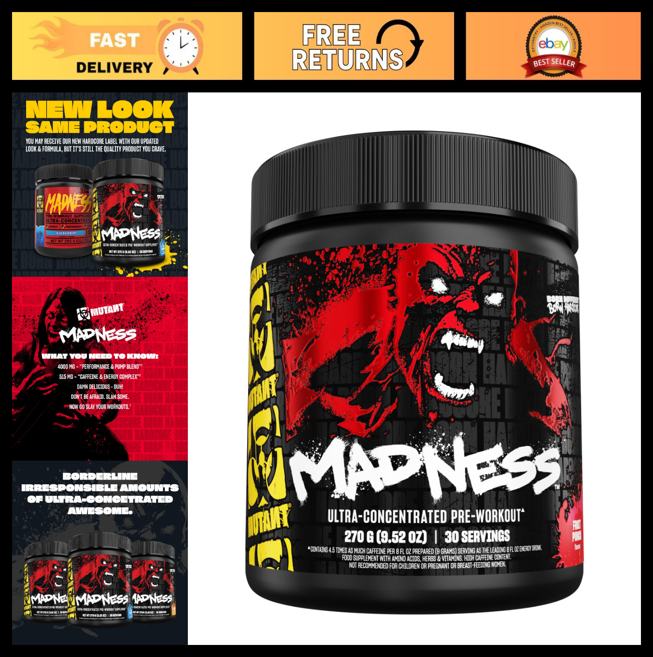 Ultra-Concentrated Pre-Workout Powder, Fruit Punch Flavor, 9.52 oz – Energy Boos