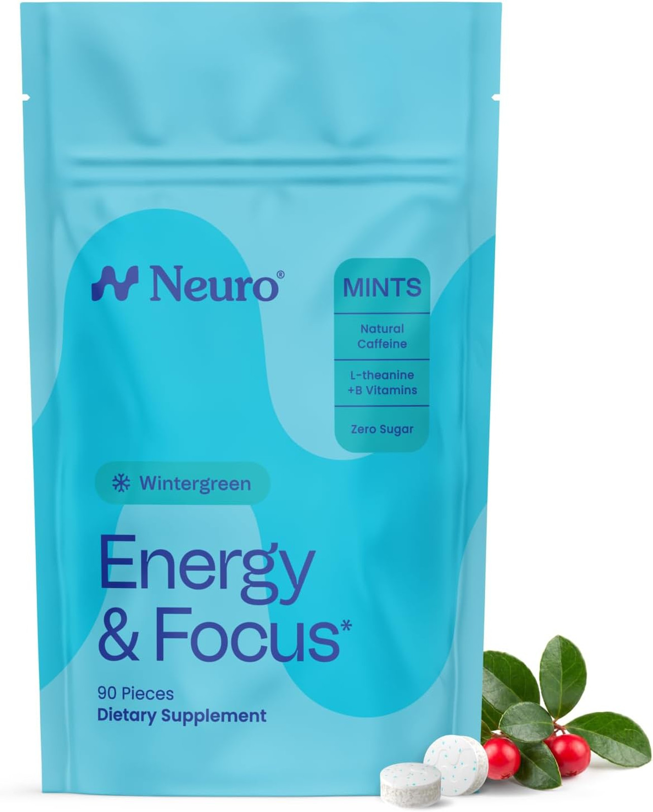 Energy and Focus Mints Sugar Free Breath Mints with 40mg Caffeine B Vitamins