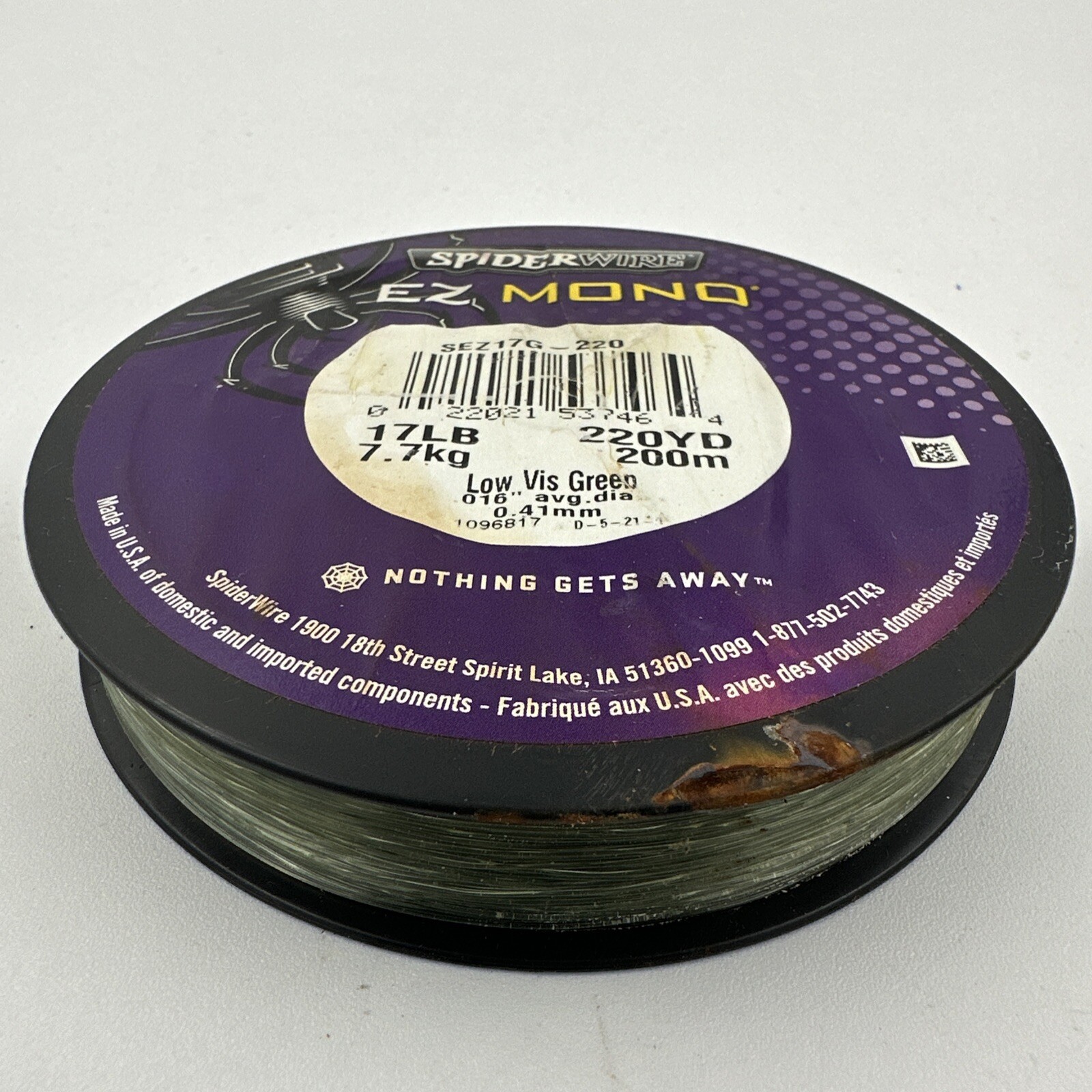 SpiderWire EZ Mono 220 Yards Fishing Line 17lb Low Vis Green 220yd New