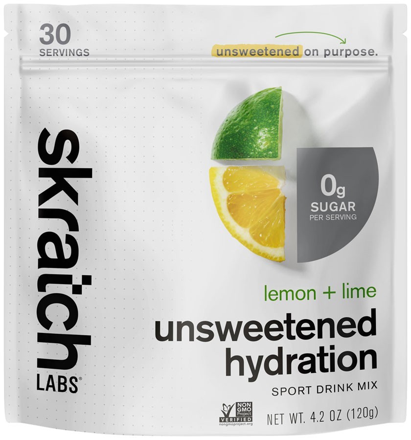 Skratch Labs Unsweetened Hydration Sport Drink Mix – Lemon Lime, 30-Serv