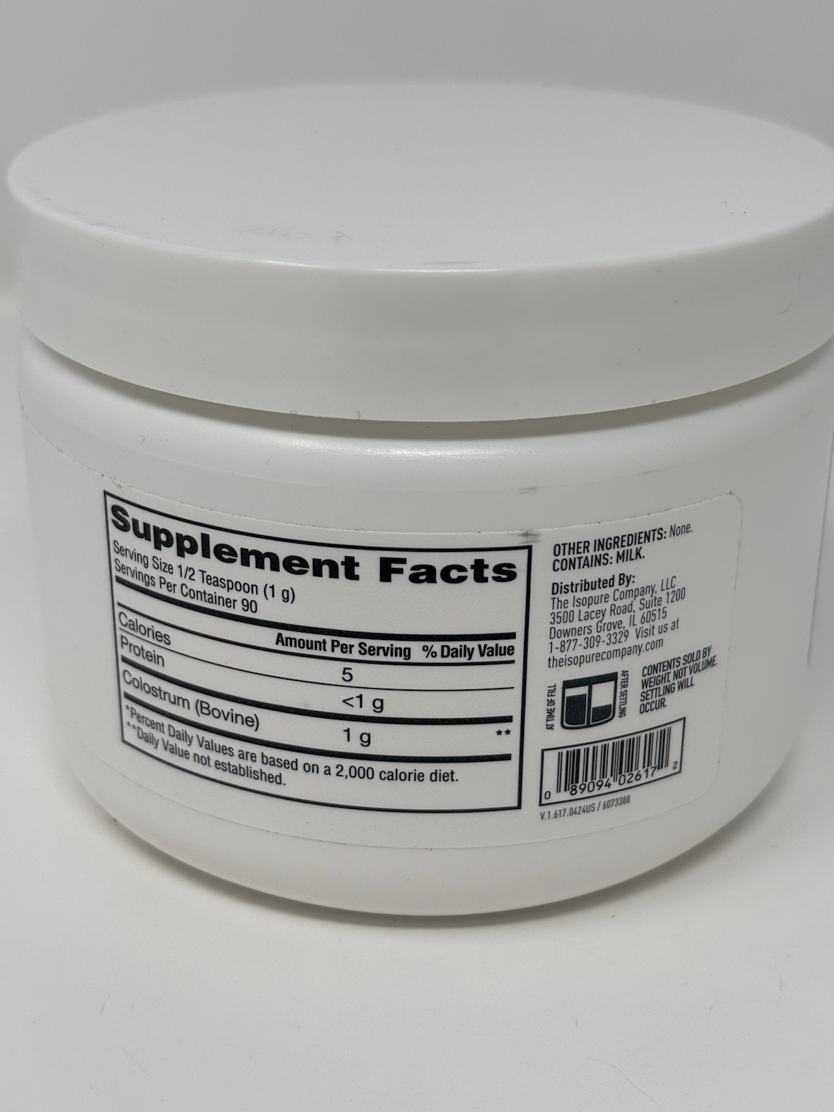 ISOPURE Colostrum Powder Unflavored Bovine Supplement 3.17oz 90g Sealed USA Made