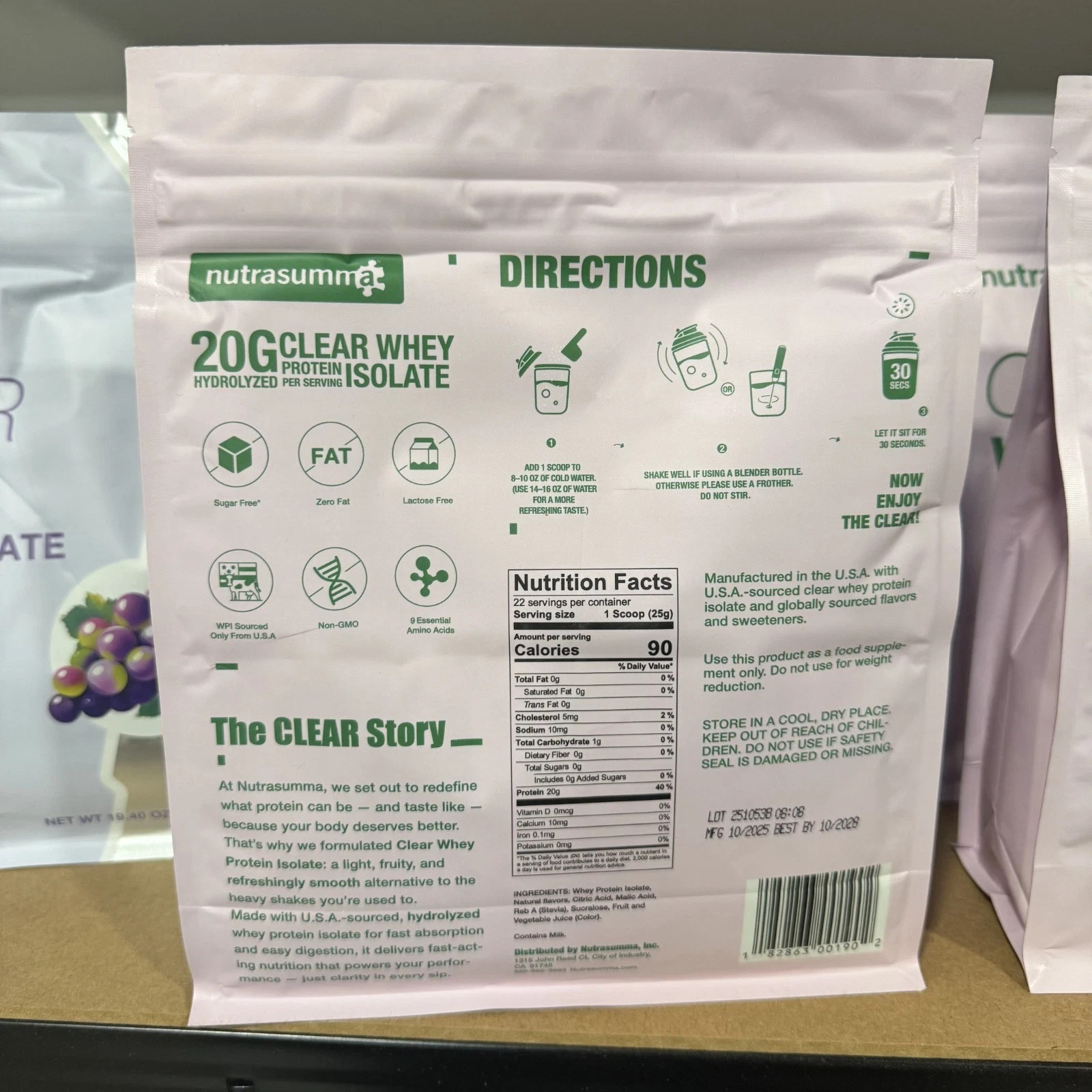 nutrasumma Clear Whey Protein Isolate 1.2 lbs – Summer Peach Flavor