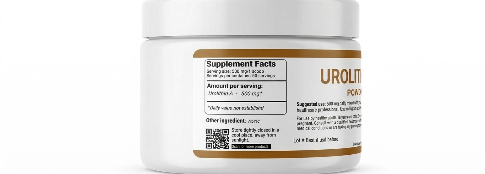 Urolithin A Powder, 25 Grams, 50 serving per container