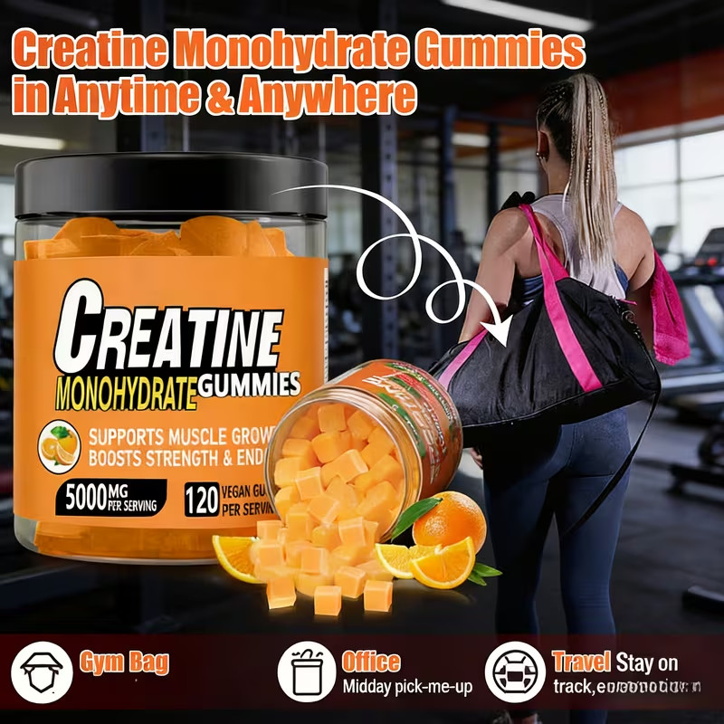 Creatine Monohydrate Gummies Orange Flavor No Additives Muscle Supplement