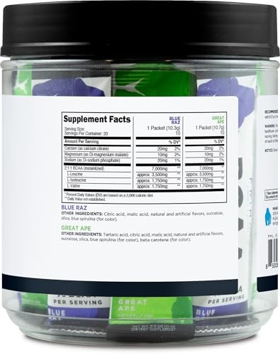 Primal BCAA Variety Pack 20 Stickpacks 7G Blue Raspberry Green Apple