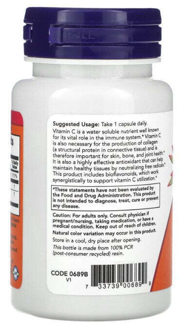 3 Bottles of NOW FOODS C-1000, 30 Veg Capsules each – 07/27 Expiration