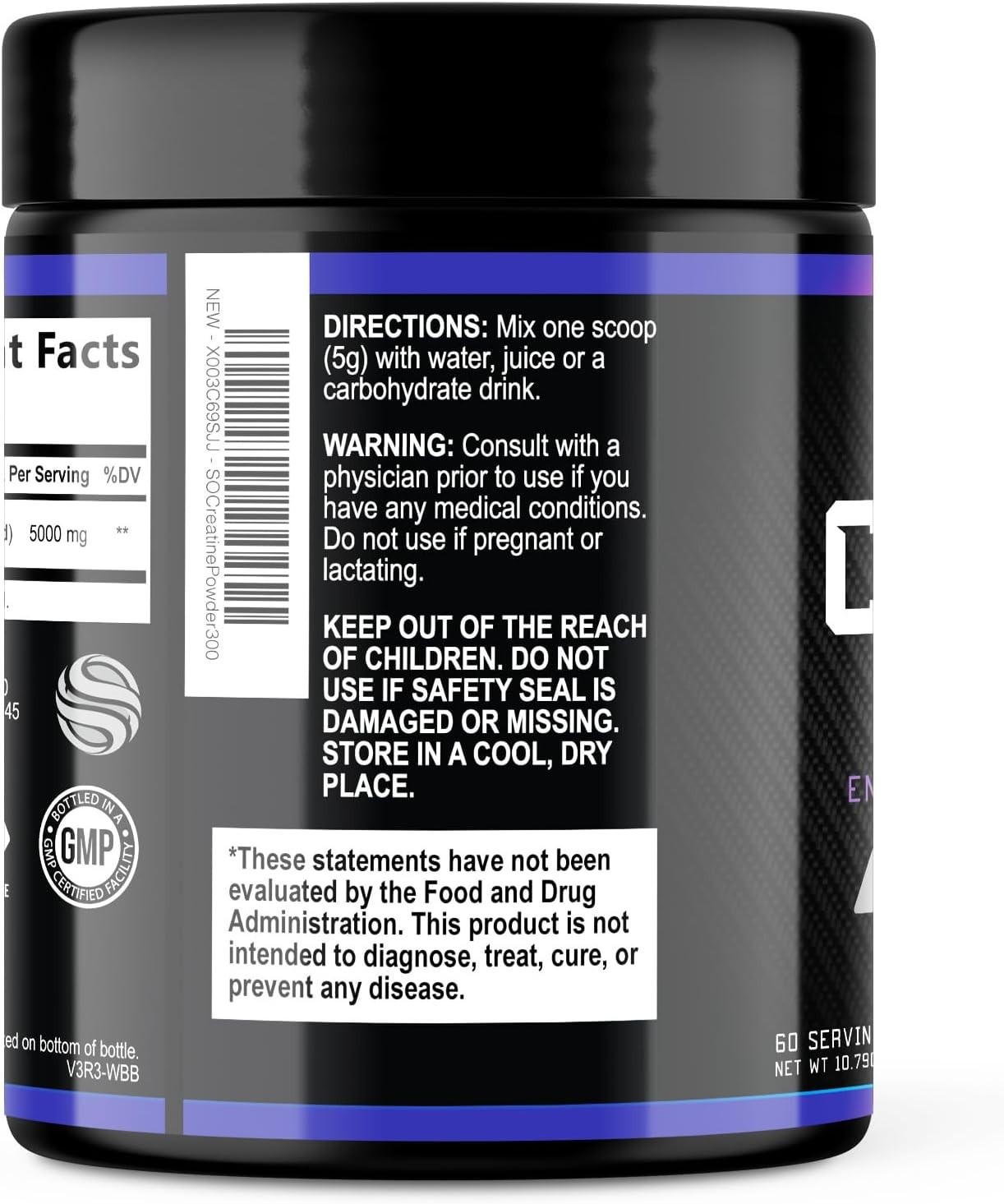 Creatine Monohydrate Powder 5000mg Per Serving – Pure Micronized Creatine Mono N