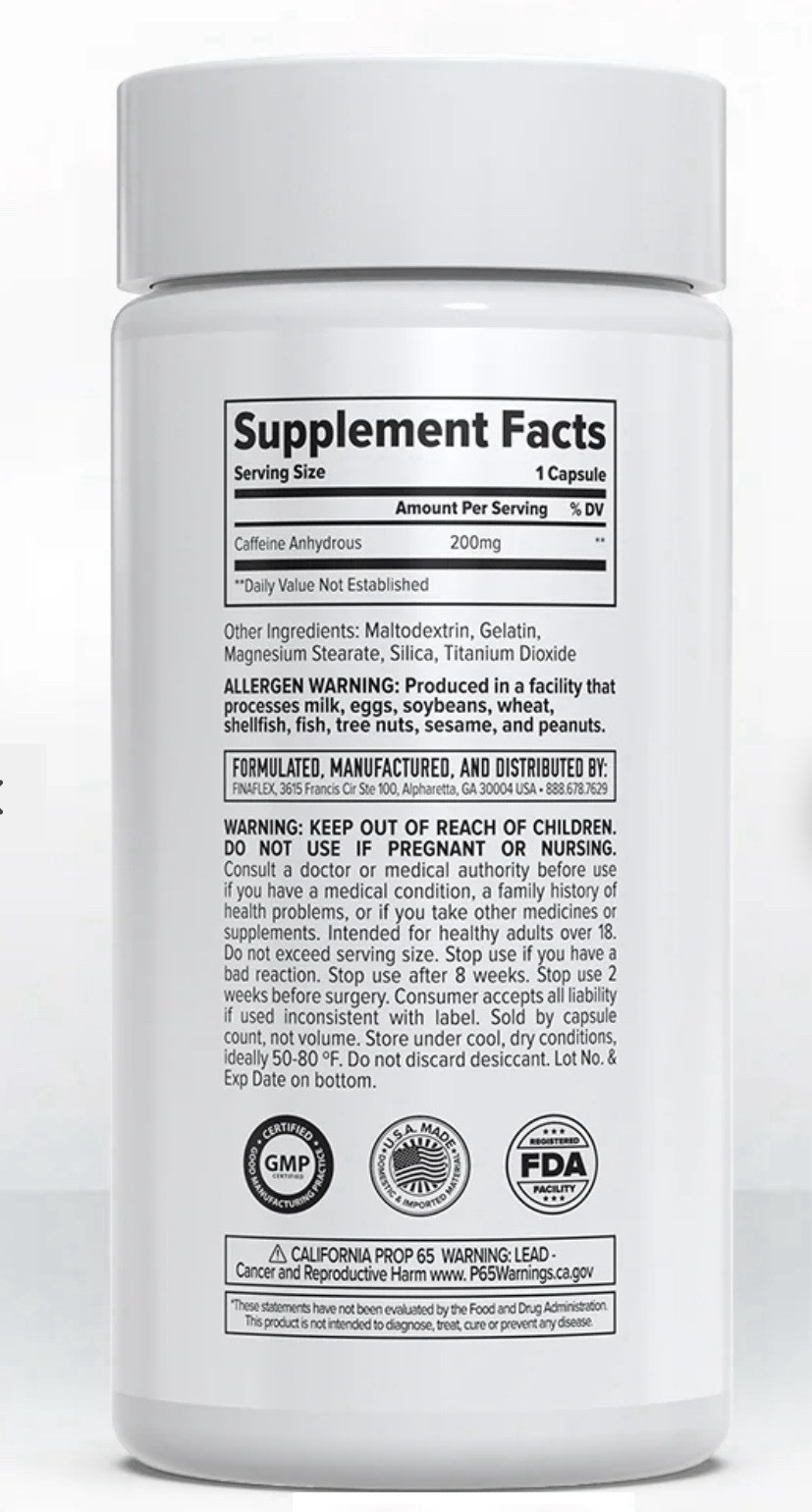 Finaflex Pure Caffeine – 100 Capsules