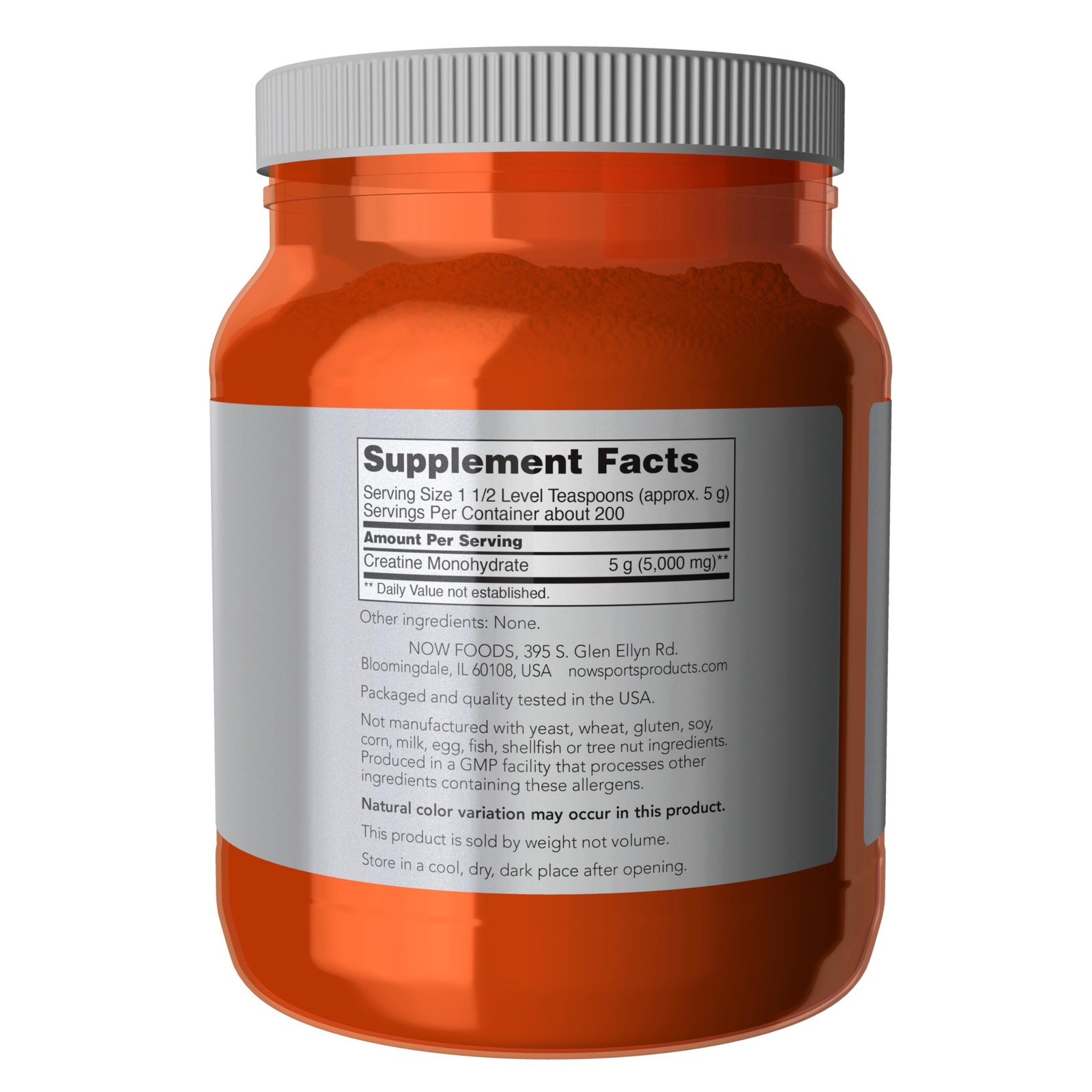 NOW Foods Sports Nutrition, Creatine 2.2 Pound (Pack of 1), White/Cream