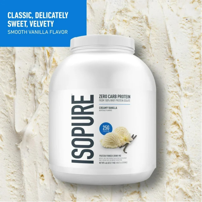 Isopure Zero Carb Whey Protein Isolate, Creamy Vanilla, 4.5 lb, 66 Servings