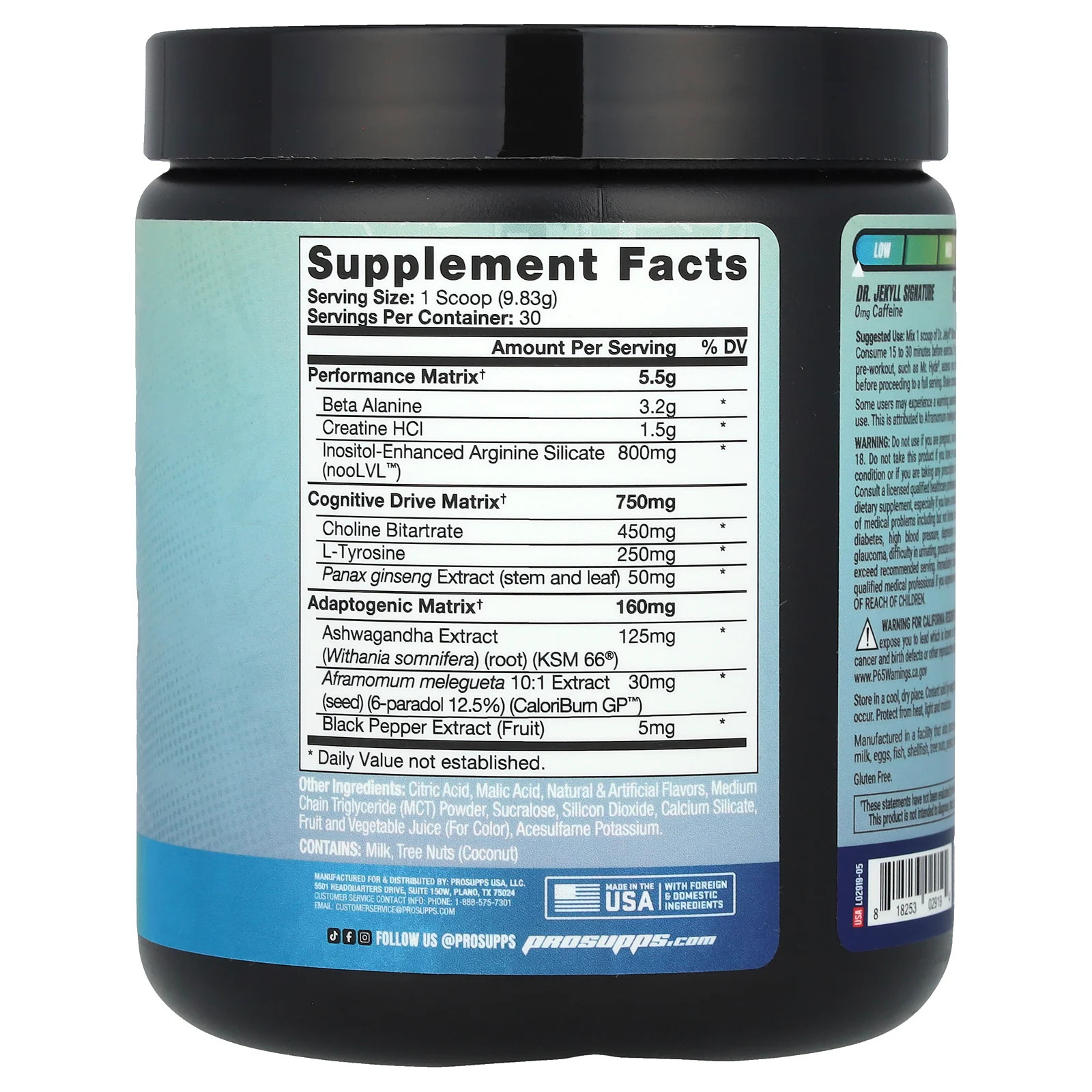 Dr. Jekyll Signature, Stimulant-Free Pre-Workout, Blueberry Lemonade, 8.5 oz