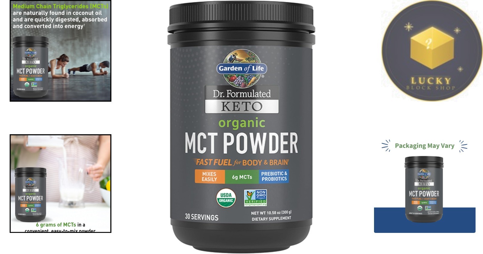Organic MCT Powder – 30 Servings with Probiotics & Fiber for Gut Health