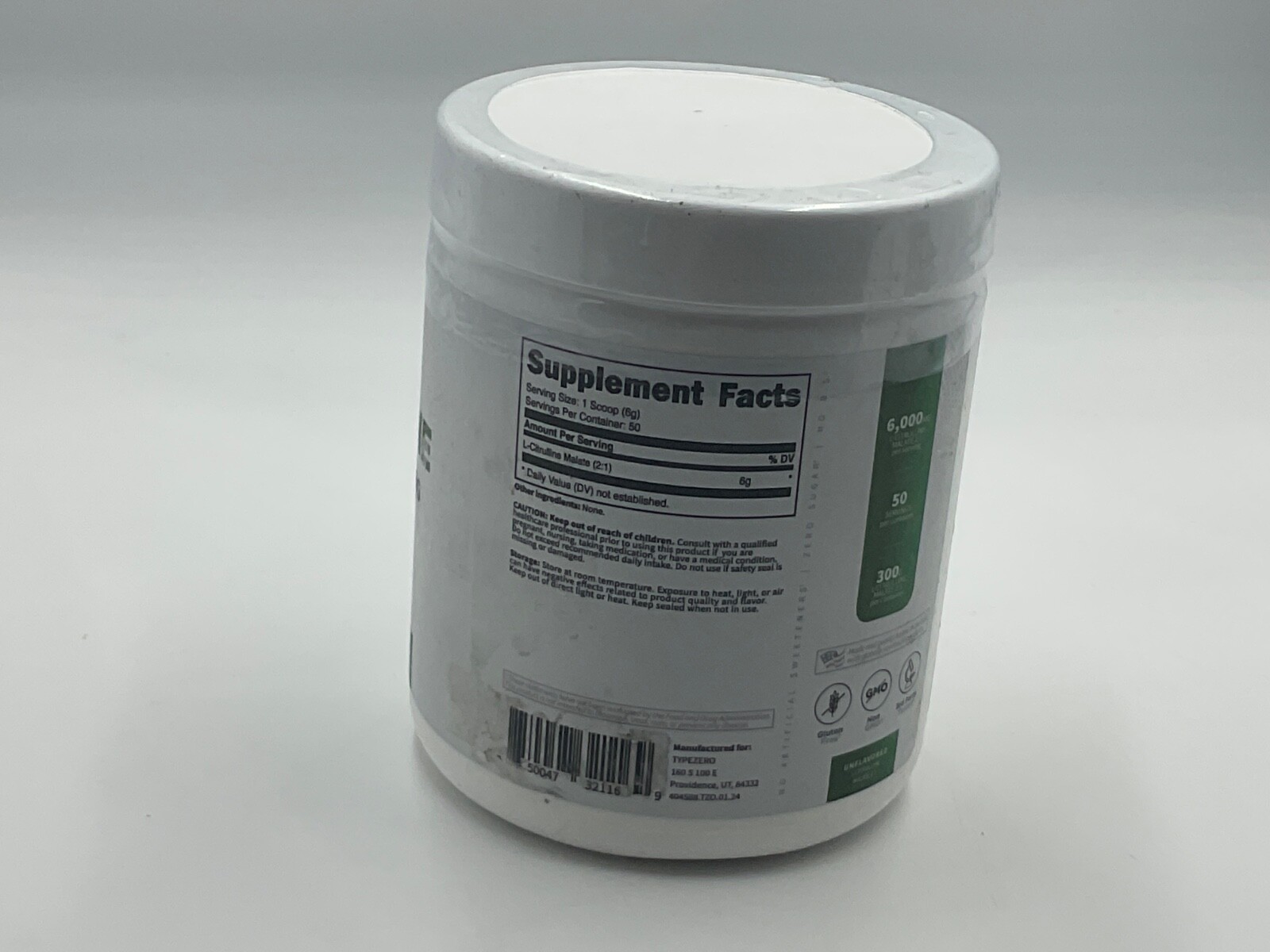 TYPE ZERO CLEAN L-CITRULLINE MALATE 2:1 POWDER DRINK MIX 500G UNFLAVORED 10.7 OZ