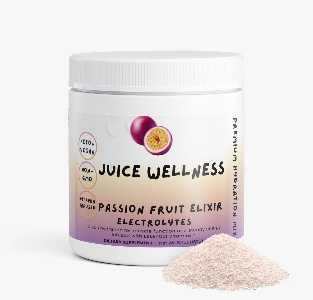 JUICE ELECTROLYTES Passionfruit Elixir-zero sugar, Keto, non-GMO, B Vitamins