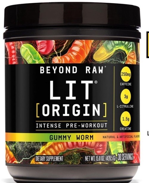 Beyond Raw LIT Origin Pre Workout Powder, Gummy Worm, for Men & Women, Energy