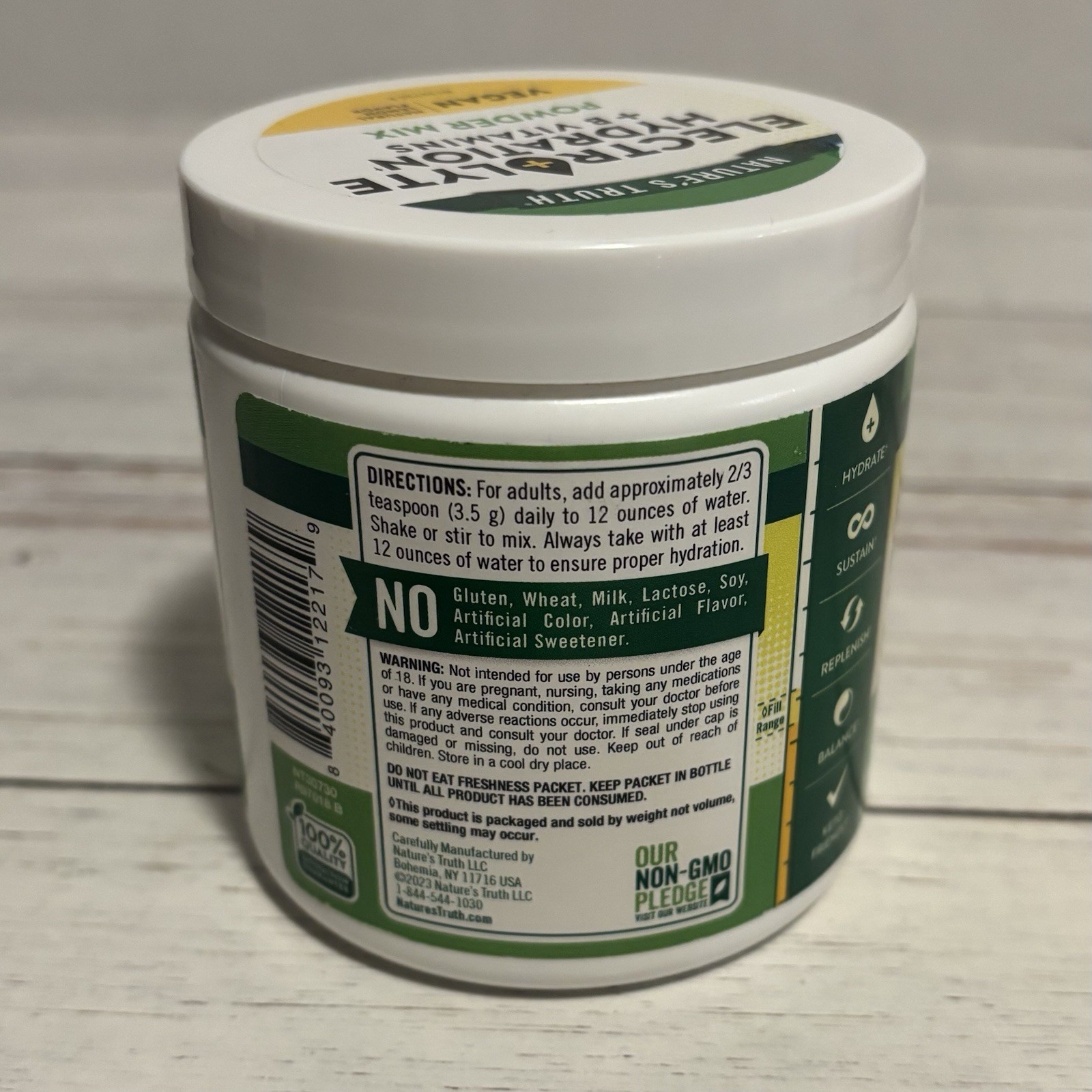 Nature’s Truth Electrolyte Hydration + B Vitamins Powder 4.3 oz Lemon exp08/2026