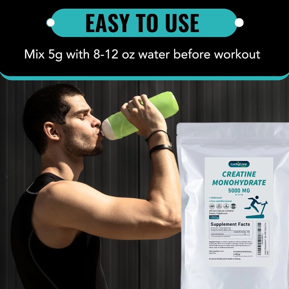 2.2~10LB Pure Creatine Monohydrate Powder 5000mg Per Serving Micronized Creatine