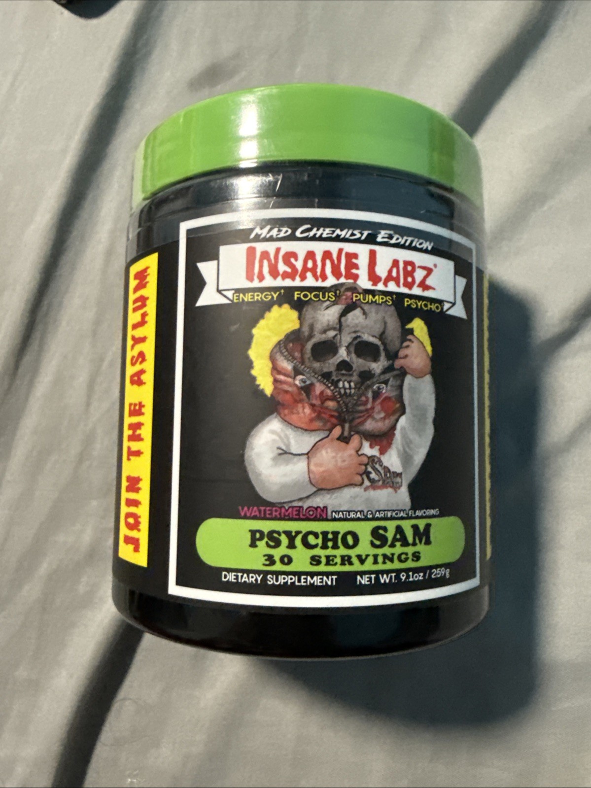 Psycho Sam Pre Workout Watermelon 30 servings Insane Labz