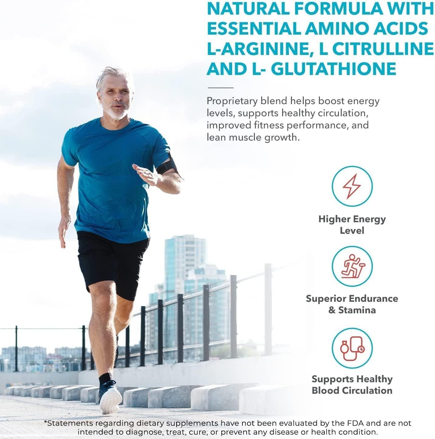 Nitric Oxide Booster Supplement Supports Blood Flow Pre Workout 60 caps