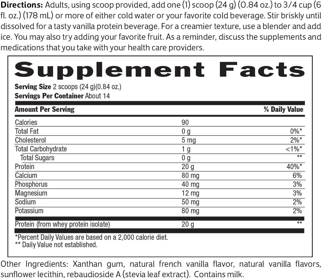 High-Performance Sugar-Free Vanilla Whey Protein, 20g, 11.8oz – Meal Replacement