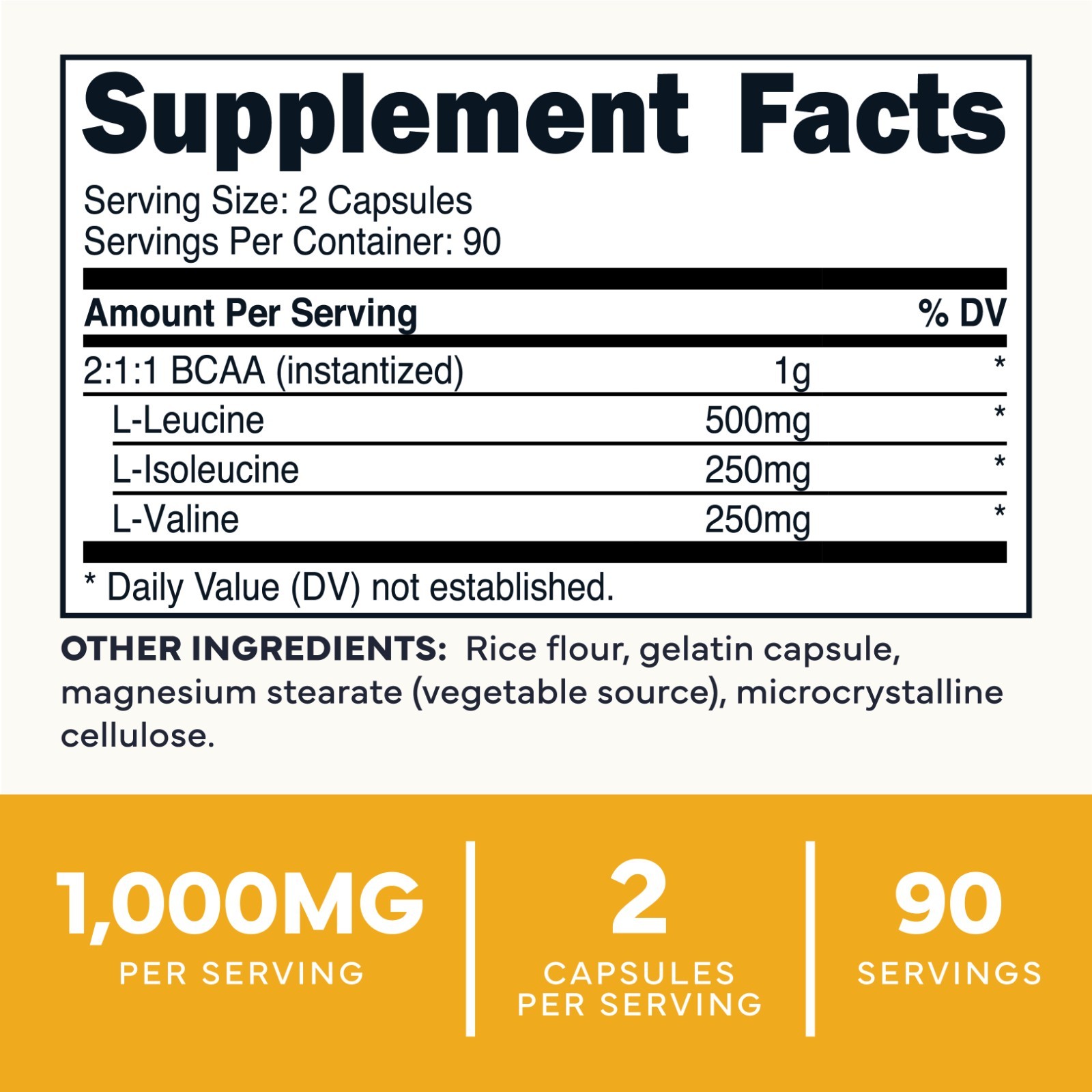 Type Zero BCAA 1000mg (180 Capsules, 90 Servings)