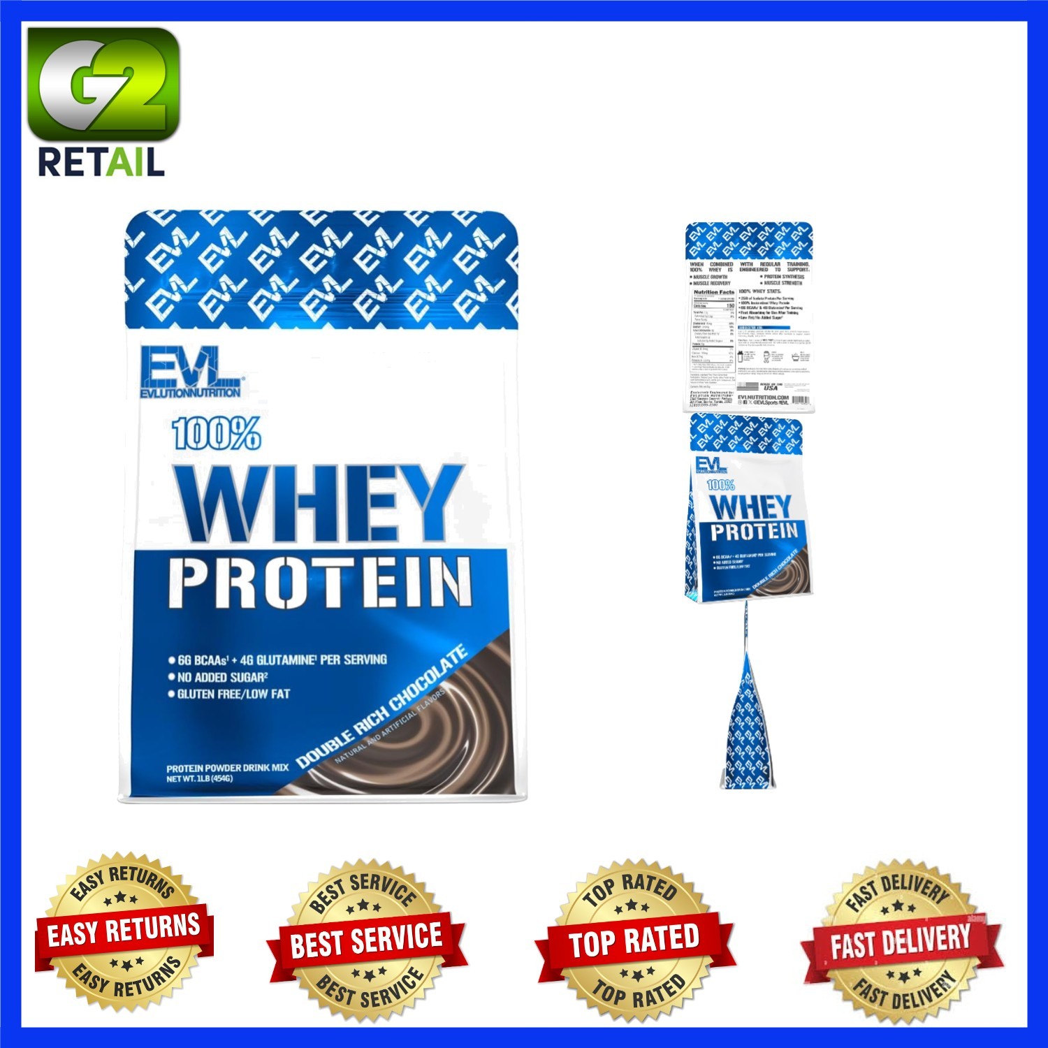 Ultra- 100% Whey Protein, 25g Protein and 6g BCAAs, Gluten Free, 1 LB