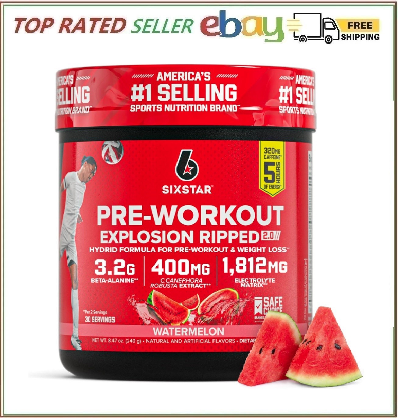Six Star Pre-Workout Explosion, Watermelon (30 Servings) – Preworkout Energy Pow