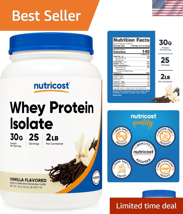 2 LBS Non-GMO Whey Protein Isolate Powder – Perfect for Post-Workout Recovery