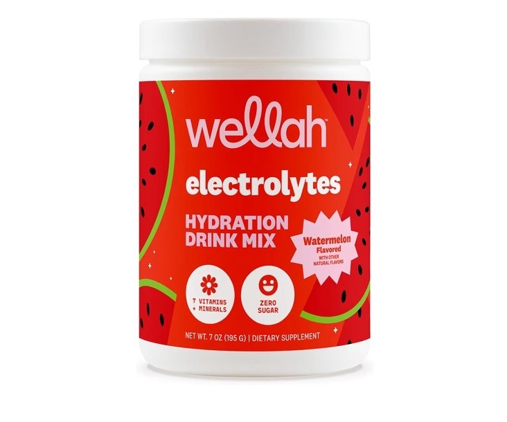 Wellah Electrolytes Hydration Drink Mix Powder Zero Sugar Blueberry Pom 7 oz