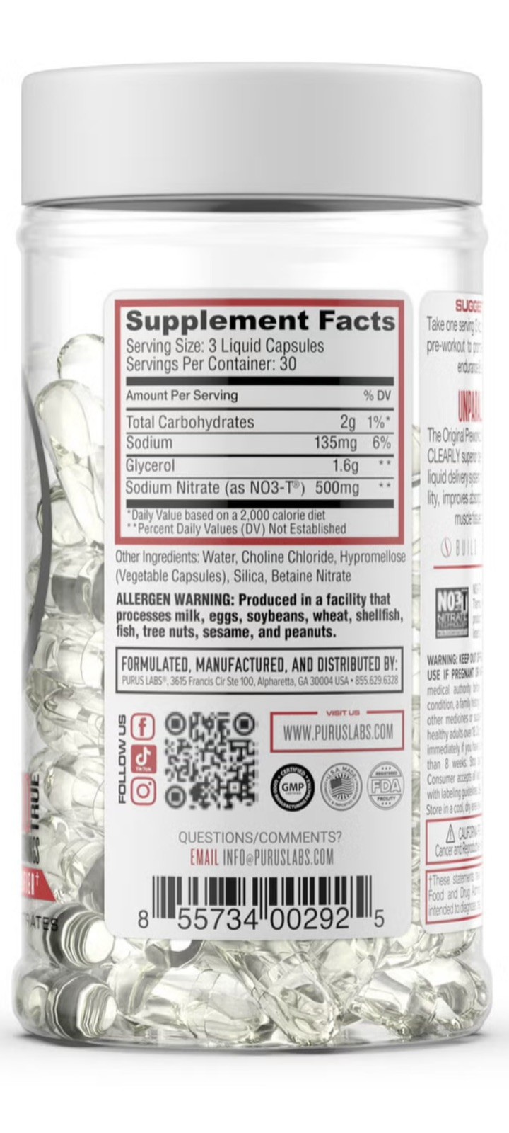 Purus Labs® NOXygen Liquid Capsules – Pre-Workout Accelerator 90 Caps