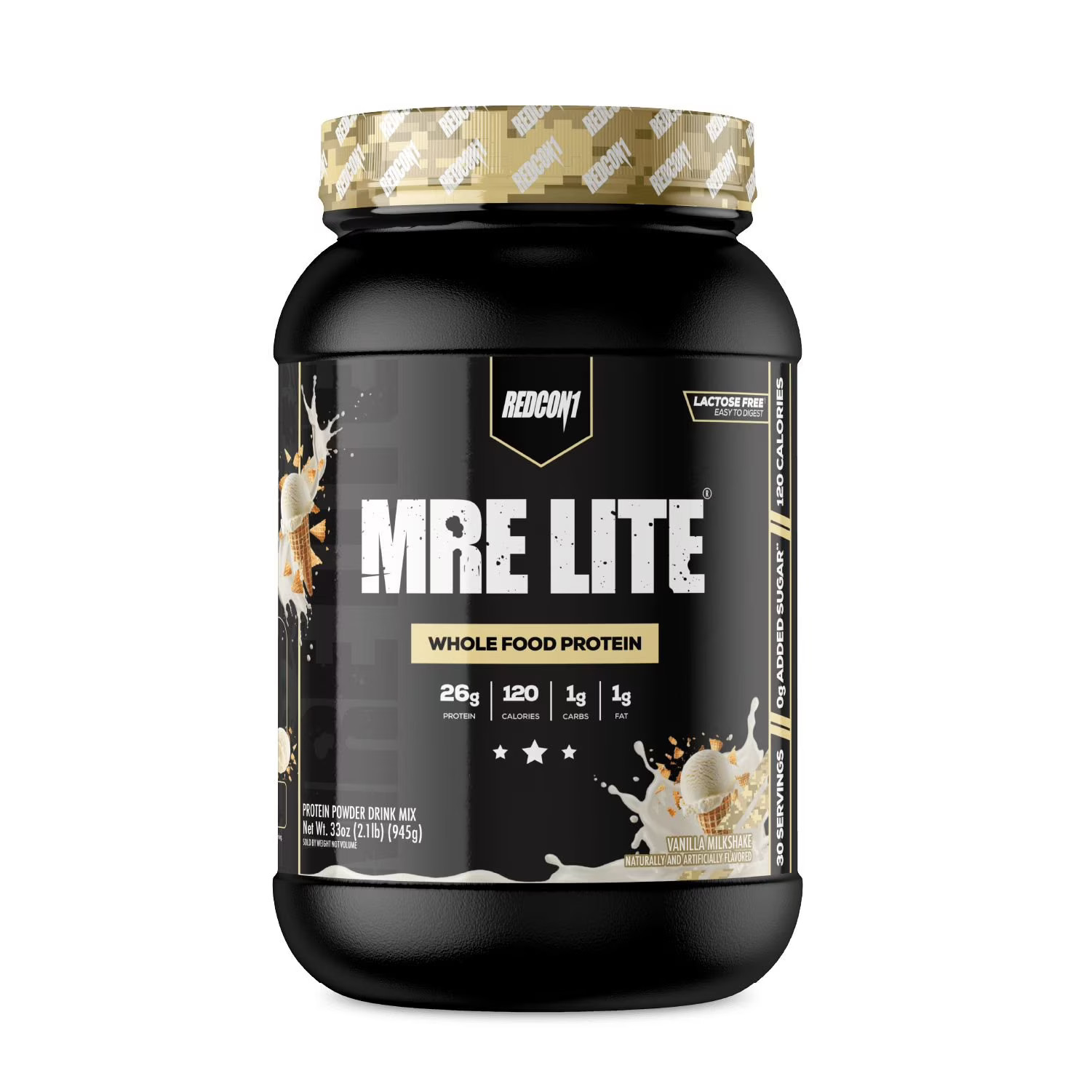 Redcon1 MRE Lite Whole Food Protein Powder, Vanilla Milkshake, 2.1 Pounds