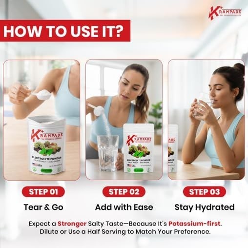 High Potassium Electrolyte Powder – Zero Sugar Lemon Lime, 4180mg, Cramp Relief,