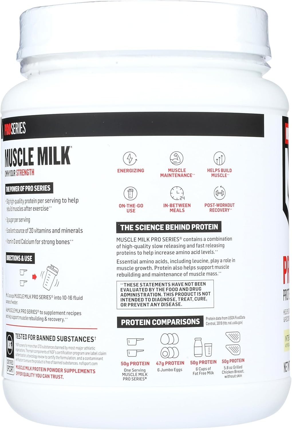 Lean Muscle Protein Powder – 2 lbs Intense Vanilla Flavor, 50g Protein per Scoop