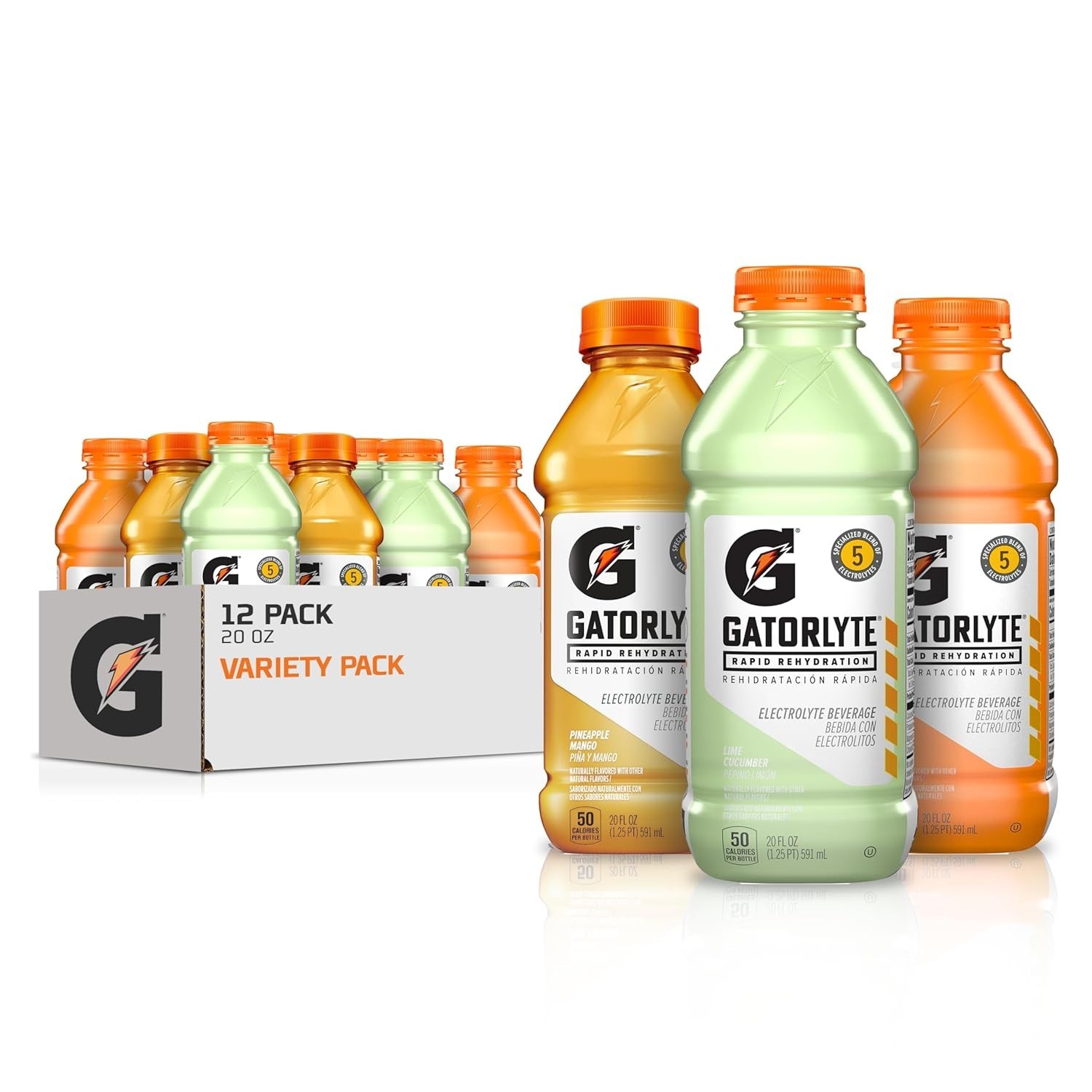 Gatorlyte Rapid Rehydration Electrolyte Drink, 3 Flavor Variety Pack, 20 fl oz B